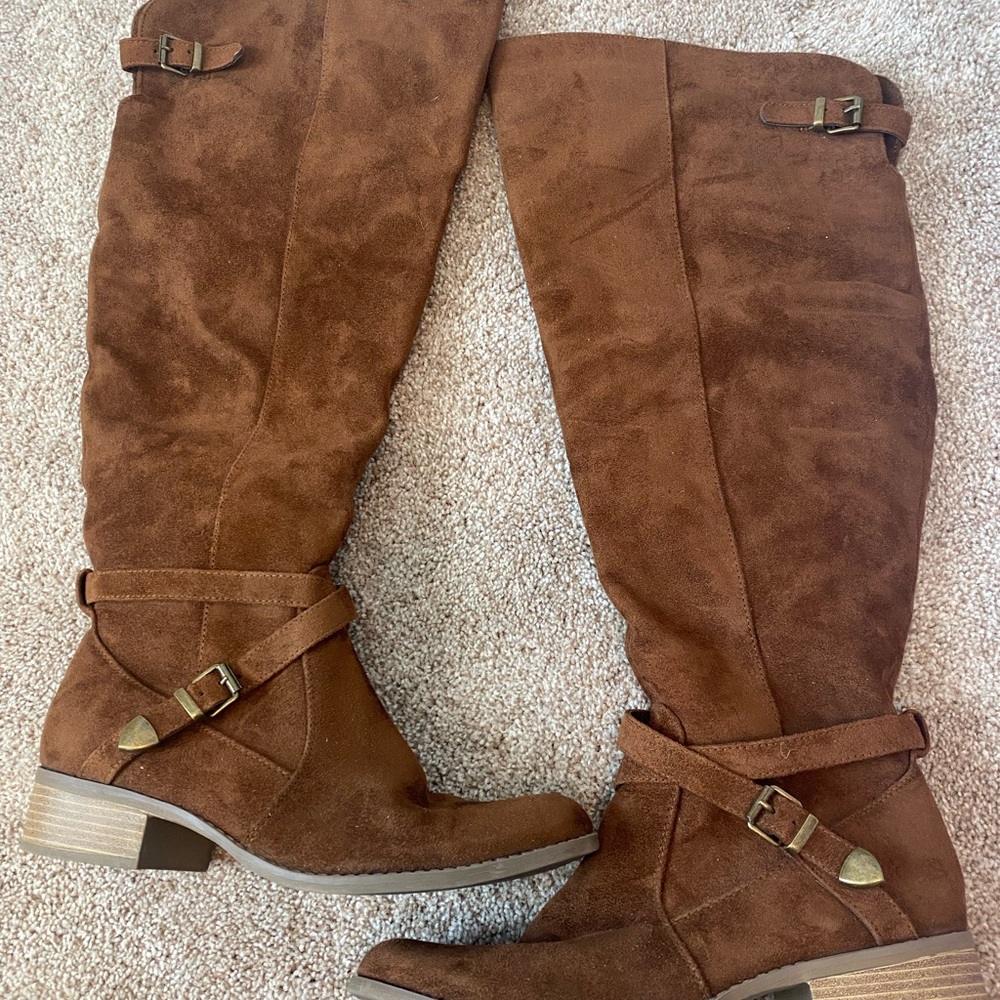 Wide calf over the knee suede boots- size 9